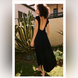 Free People Beach Chateau Low-back Midi Black M
